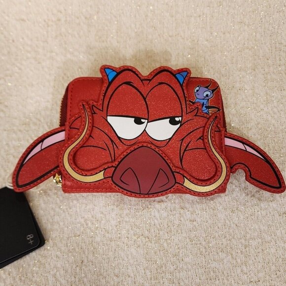 Loungefly Disney Mulan 25th Anniversary Mushu Glitter Zip Around Wallet NEW - Picture 8 of 13